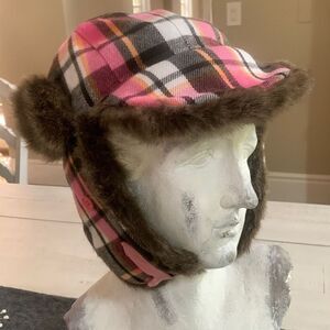 Pink Plaid Winter Hat